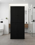 32" Black Solid Wood Four Door Linen Cabinet