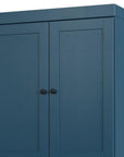 32" Teal Blue Solid Wood Four Door Linen Cabinet