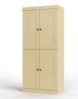32" Yellow Solid Wood Four Door Linen Cabinet