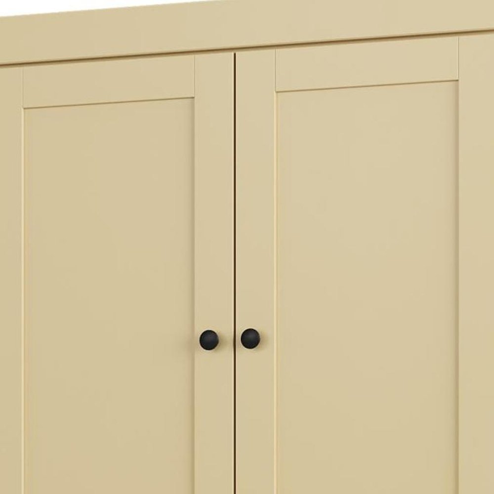 32" Yellow Solid Wood Four Door Linen Cabinet