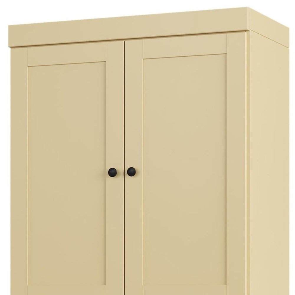 32" Yellow Solid Wood Four Door Linen Cabinet