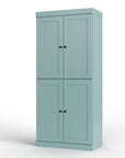 32" Aqua Solid Wood Four Door Linen Cabinet