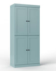 32" Aqua Solid Wood Four Door Linen Cabinet