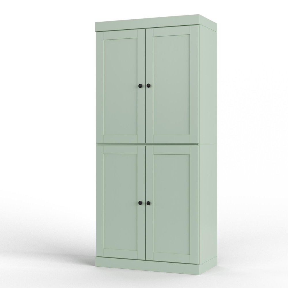 32" Sage Solid Wood Four Door Linen Cabinet