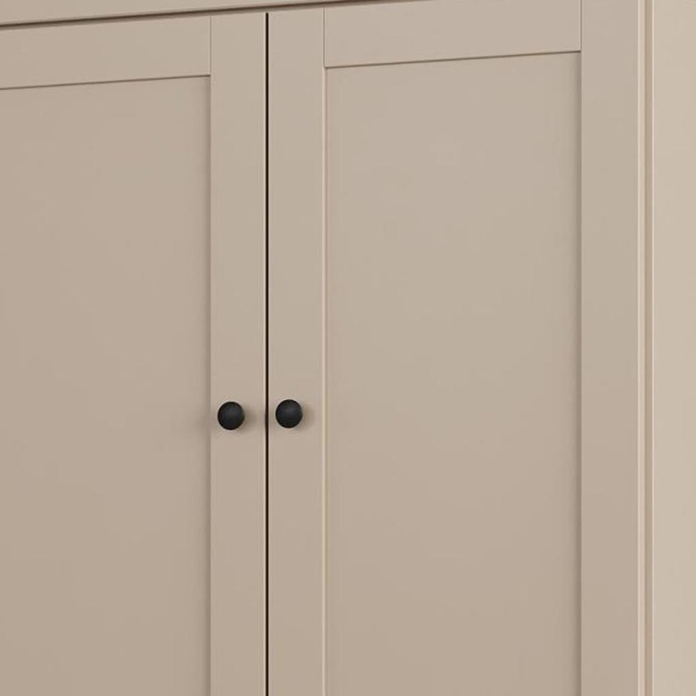 32" Beige Solid Wood Four Door Linen Cabinet