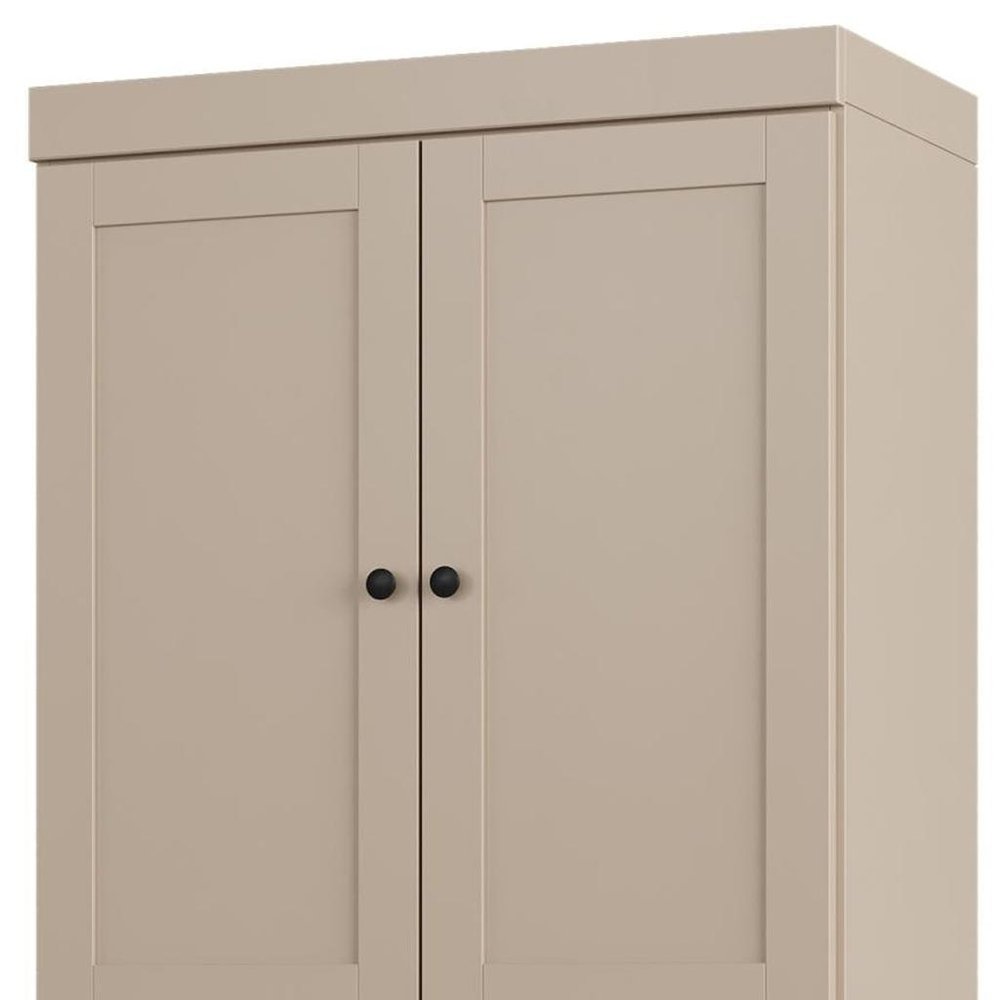 32" Beige Solid Wood Four Door Linen Cabinet