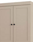 32" Beige Solid Wood Four Door Linen Cabinet