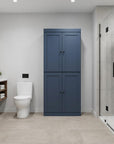 32" French Blue Solid Wood Four Door Linen Cabinet