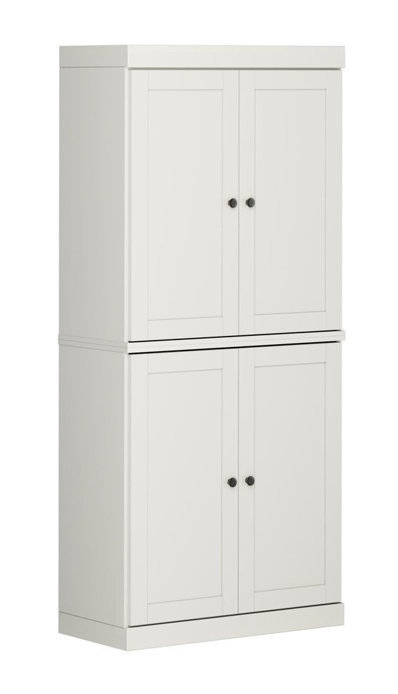 32" Off White Solid Wood Four Door Linen Cabinet