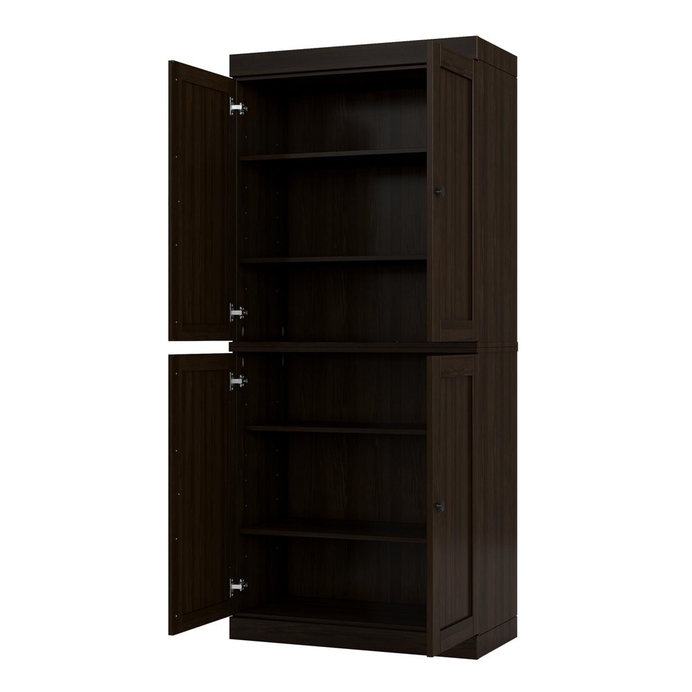 32" Espresso Solid Wood Four Door Linen Cabinet