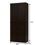 32" Espresso Solid Wood Four Door Linen Cabinet