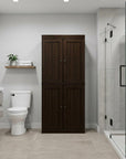 32" Espresso Solid Wood Four Door Linen Cabinet