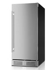 34" X 15" Silver Stainless Steel Single Compartment Can Beverage Refrigerator