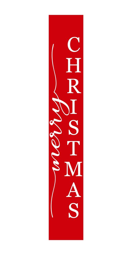 59" Red And White Solid Wood Merry Christmas Christmas Snow Scene Porch Sign