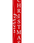 59" Red And White Solid Wood Merry Christmas Christmas Snow Scene Porch Sign