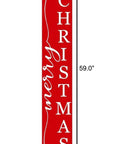 59" Red And White Solid Wood Merry Christmas Christmas Snow Scene Porch Sign
