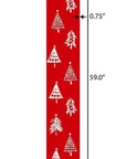 59" Red And White Solid Wood Christmas Christmas Trees Porch Sign