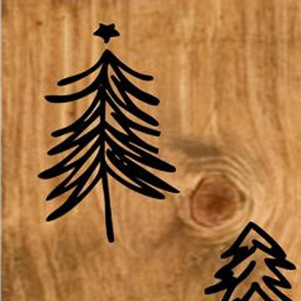 59" Black And Natural Solid Wood Christmas Christmas Trees Porch Sign
