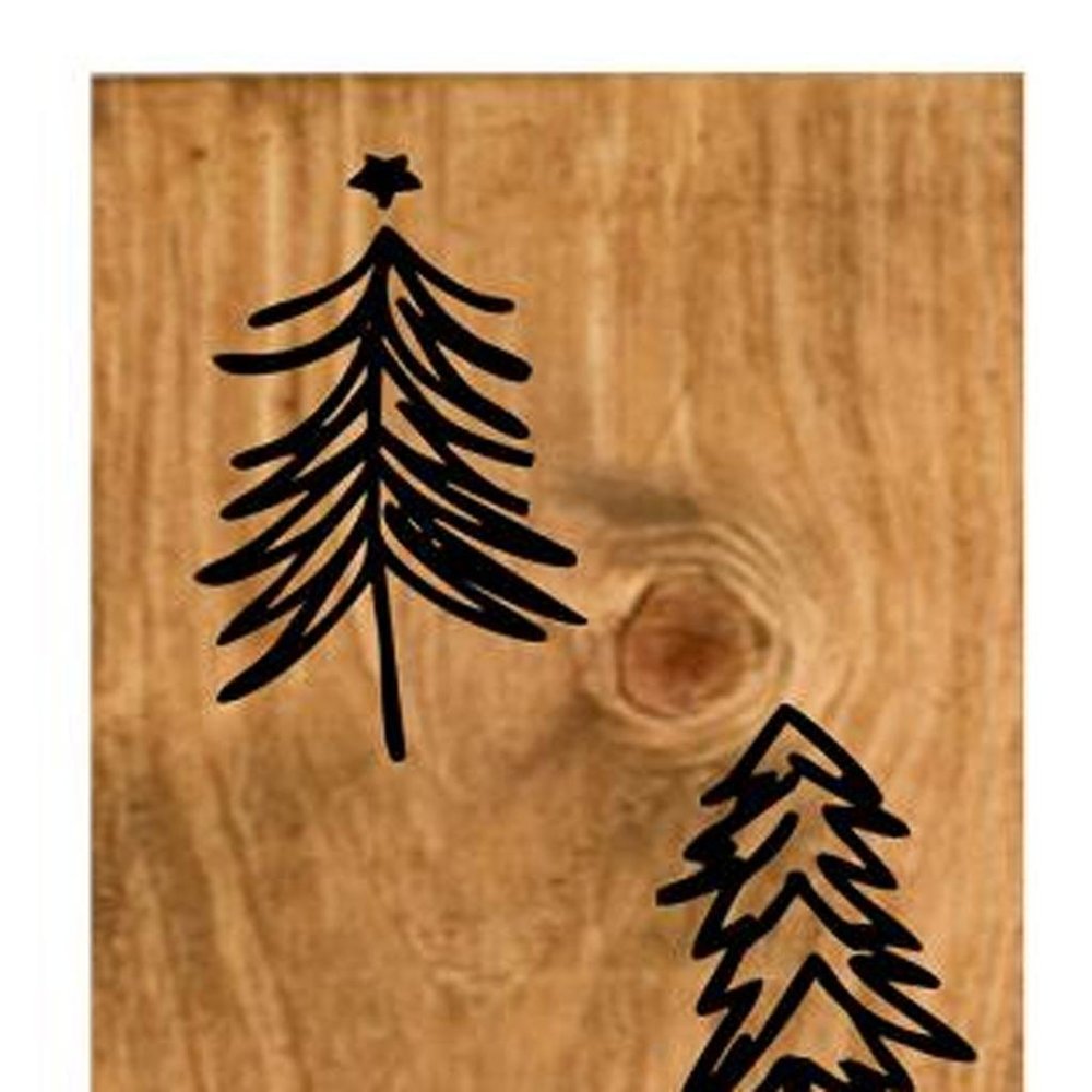 59" Black And Natural Solid Wood Christmas Christmas Trees Porch Sign