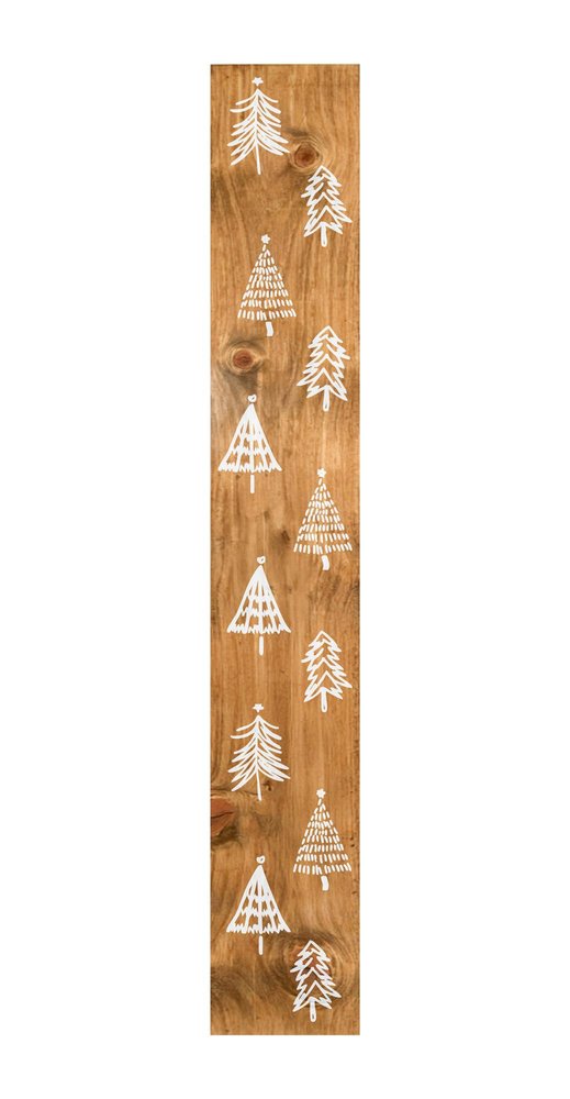 59" Natural And White Solid Wood Christmas Christmas Trees Porch Sign