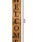 47" Black And Natural Solid Wood Welcome Porch Sign