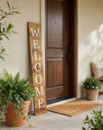 47" Natural And White Solid Wood Welcome Porch Sign