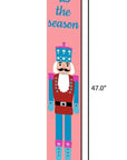 47" Blue And Pink Solid Wood Tis The Season Christmas Nutcracker Porch Sign