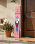 47" Blue And Pink Solid Wood Tis The Season Christmas Nutcracker Porch Sign