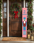 47" Blue And Pink Solid Wood Tis The Season Christmas Nutcracker Porch Sign