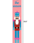 47" Blue And Pink Solid Wood Tis The Season Christmas Nutcracker Porch Sign
