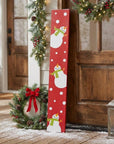 47" Red And White Solid Wood Snowman Porch Sign