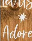 47" Natural And White Solid Wood Christmas Nativity Porch Sign
