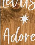 47" Natural And White Solid Wood Christmas Nativity Porch Sign