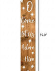 47" Natural And White Solid Wood Christmas Nativity Porch Sign