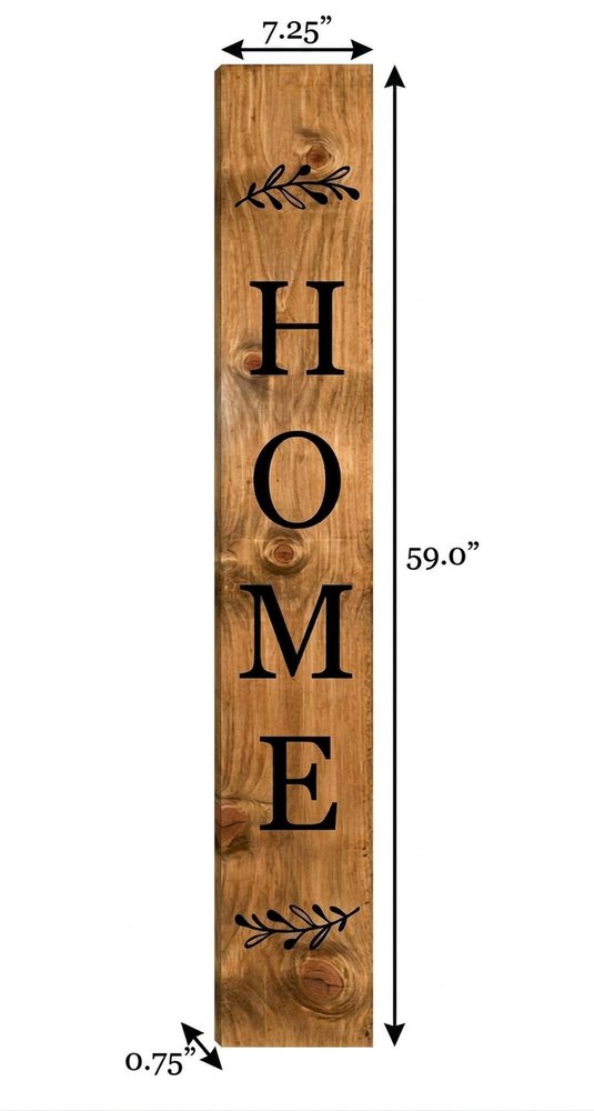 47" Black And Natural Solid Wood Home Porch Sign