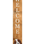 47" Natural And White Solid Wood Basset Hound Welcome Porch Sign