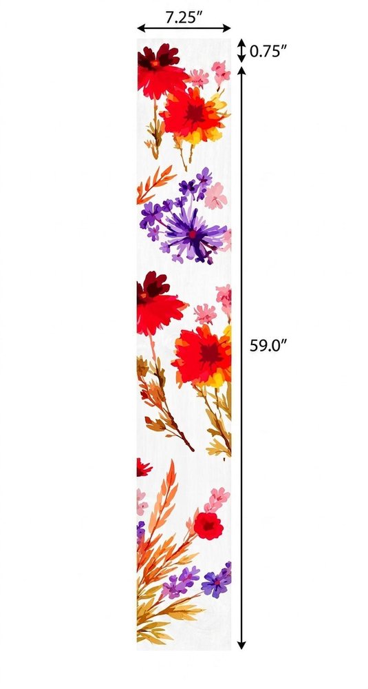 47" White Red And Purple Solid Wood Floral Bouquet Porch Sign