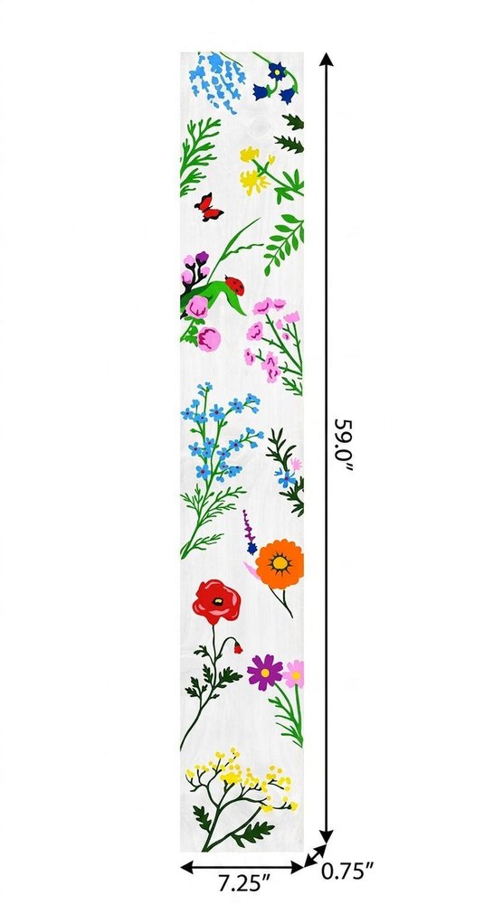 47" White Blue And Green Solid Wood Floral Bouquet Porch Sign