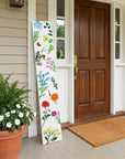 47" White Blue And Green Solid Wood Floral Bouquet Porch Sign