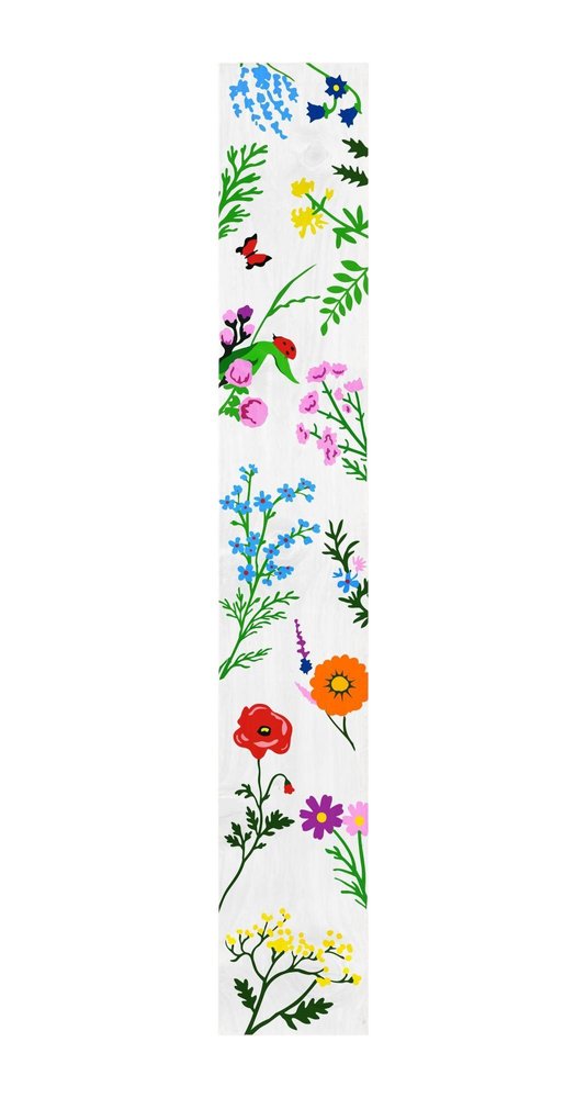 47" White Blue And Green Solid Wood Floral Bouquet Porch Sign