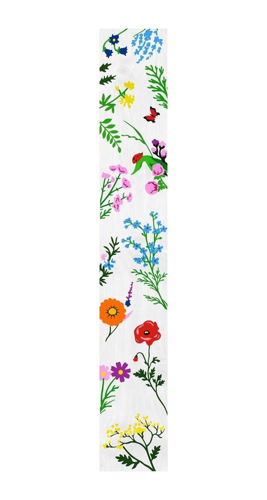 47" White Blue And Green Solid Wood Floral Bouquet Porch Sign