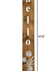 47" Natural And White Solid Wood Wildflowers Hello Porch Sign