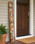 59" Natural And White Solid Wood Wildflowers Hello Porch Sign