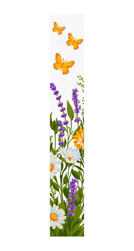 47" White Green And Yellow Solid Wood Daisies Porch Sign