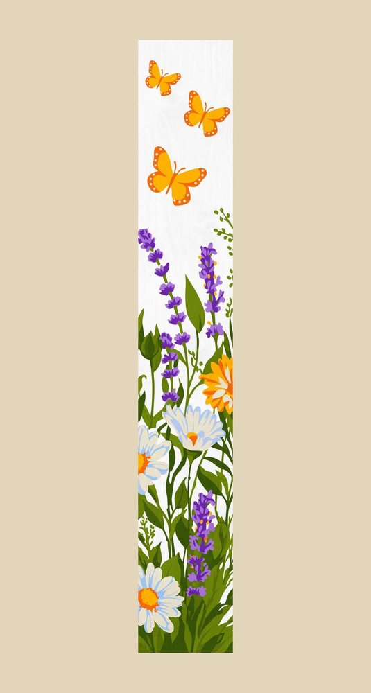 47" White Green And Yellow Solid Wood Daisies Porch Sign