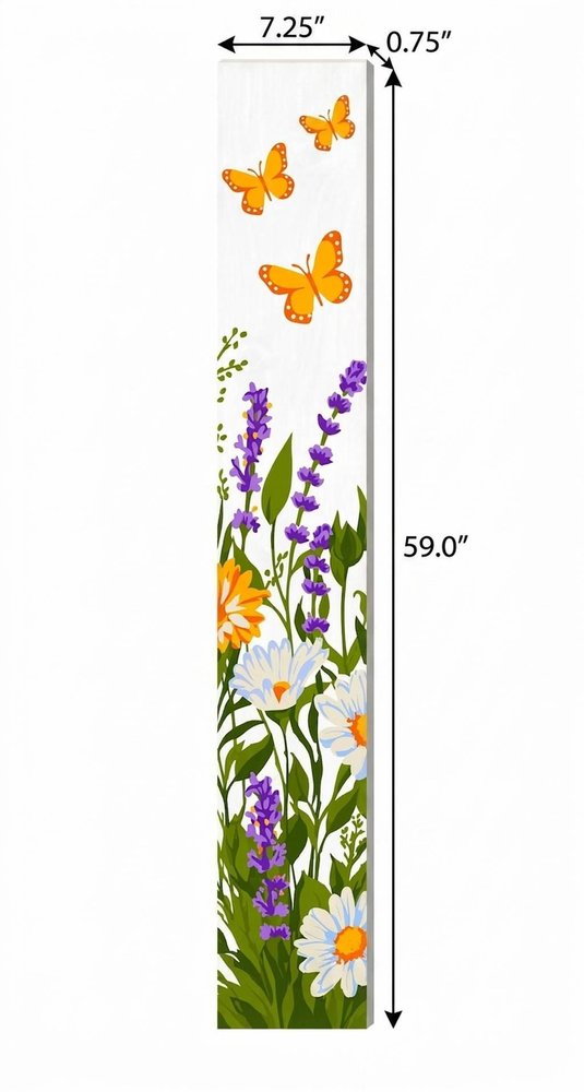 47" White Green And Yellow Solid Wood Daisies Porch Sign