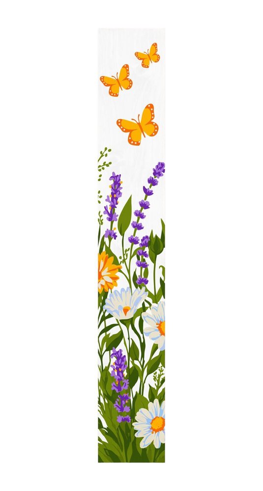 47" White Green And Yellow Solid Wood Daisies Porch Sign