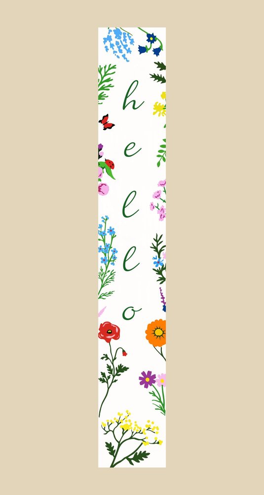 47" Green And White Solid Wood Floral Bouquet Hello Porch Sign