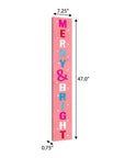 47" Pink And White Solid Wood Merry & Bright Christmas Snow Scene Porch Sign