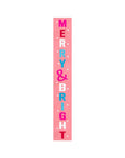 59" Pink And White Solid Wood Merry & Bright Christmas Snow Scene Porch Sign